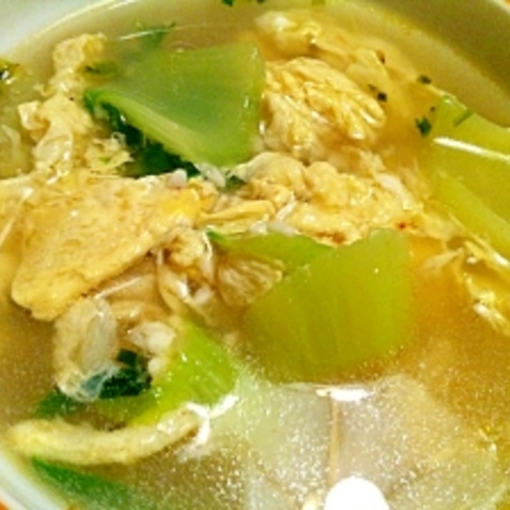 青梗菜とヤングコーンのふわとろ卵スープ